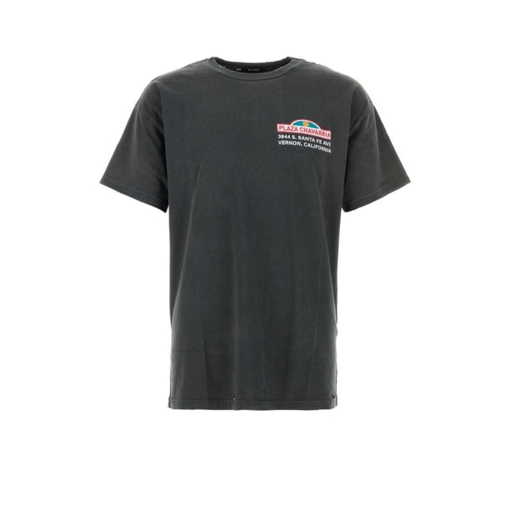 Willy Chavarria Men Slate Cotton Plaza Chavarria T-Shirt